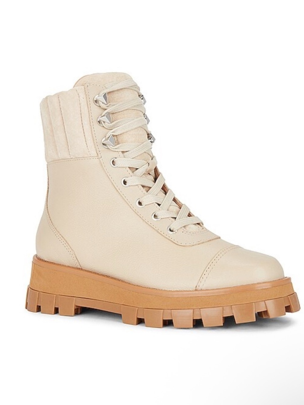 Schultz x Revolve Sutton‎ Neutral Lace Up Combat Boot In Oyster Women’s 7 New